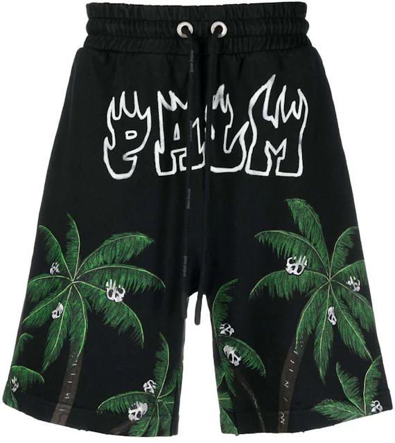 Palm Angels Palms & Skull Vintage Sweatshorts Black/Green Men's - US