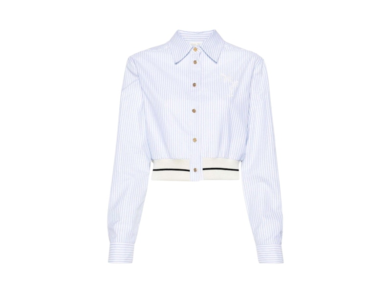Pre-owned Palm Angels Women's Palms Stripes Crop Shirt In Blue