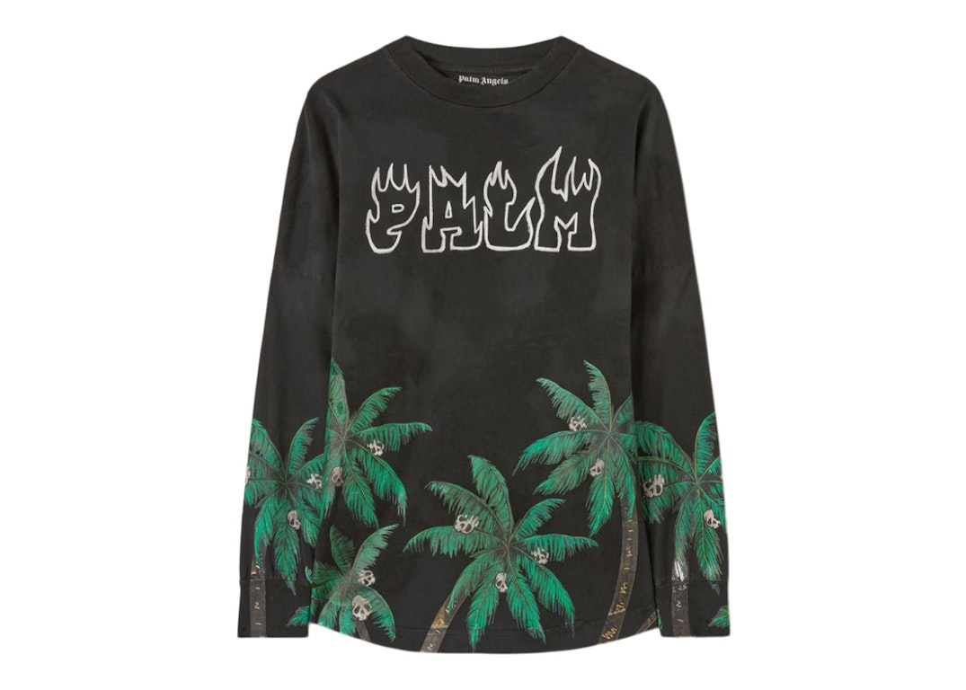 Pre-owned Palm Angels Palms&skull Over L/s T-shirt Black/green