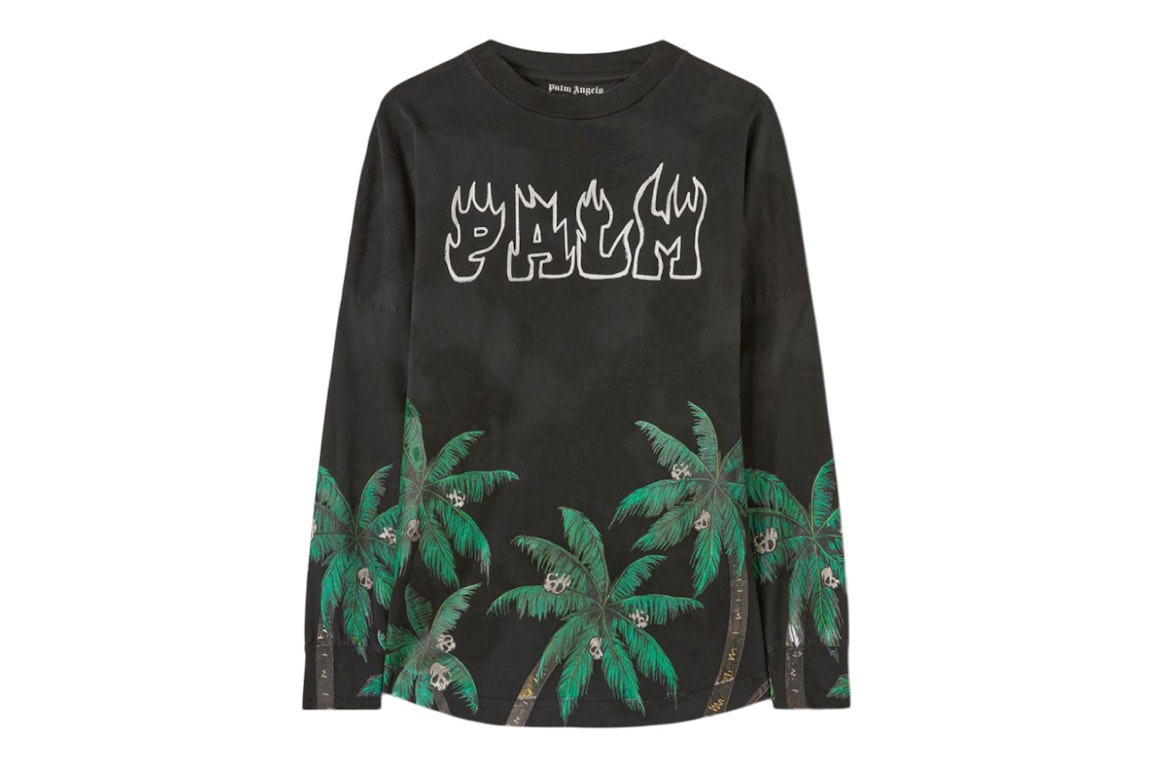 Pre-owned Palm Angels Palms&skull Over L/s T-shirt Black/green