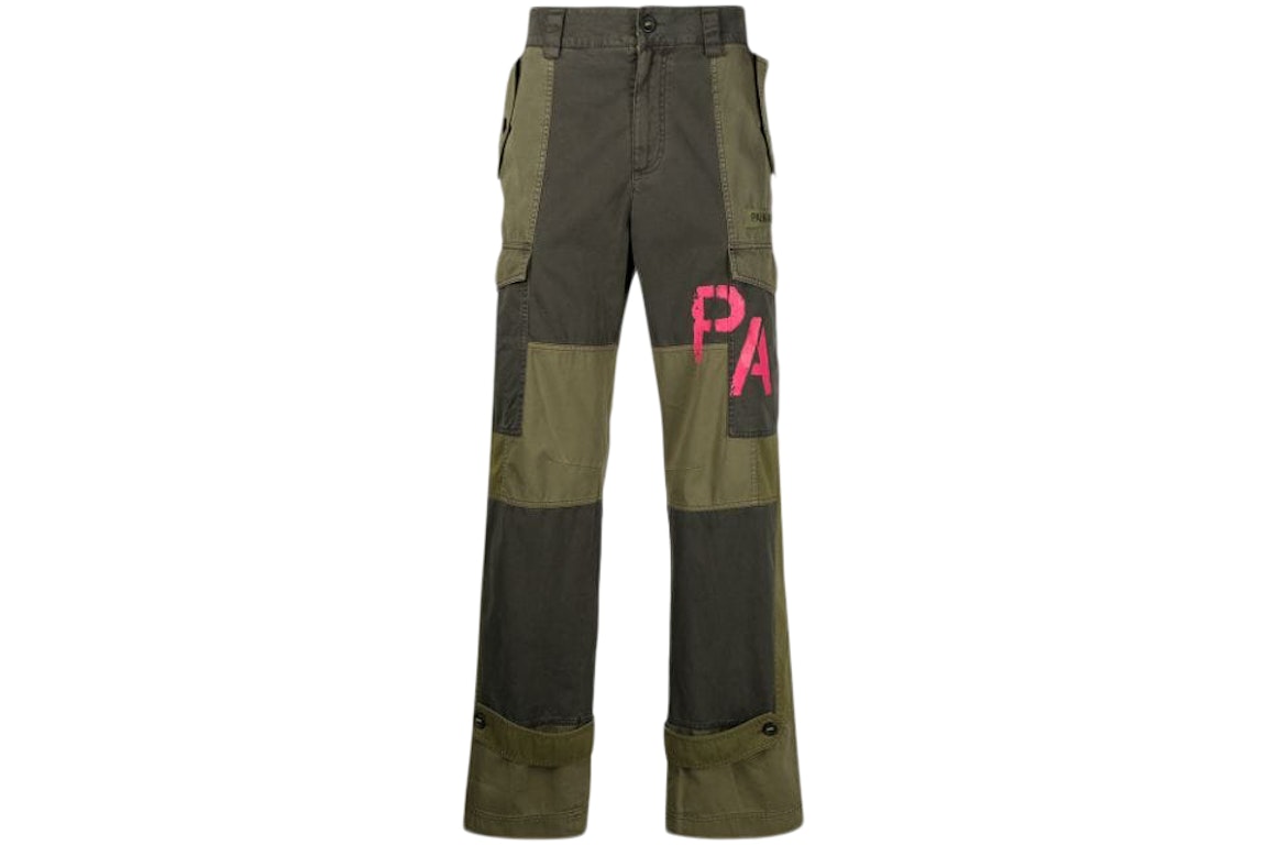 Pre-owned Palm Angels Panelled Cargo Pants Military Green