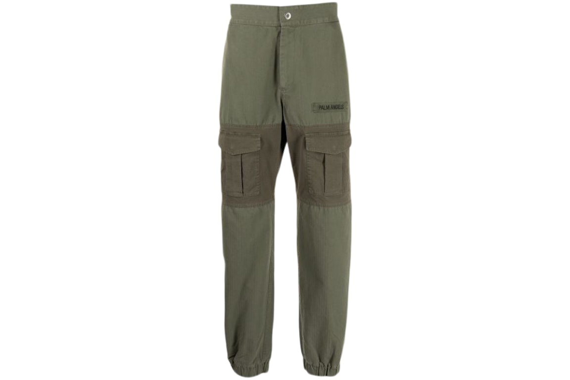 Pre-owned Palm Angels Panelled Multi-pocket Cargo Pants Military Green