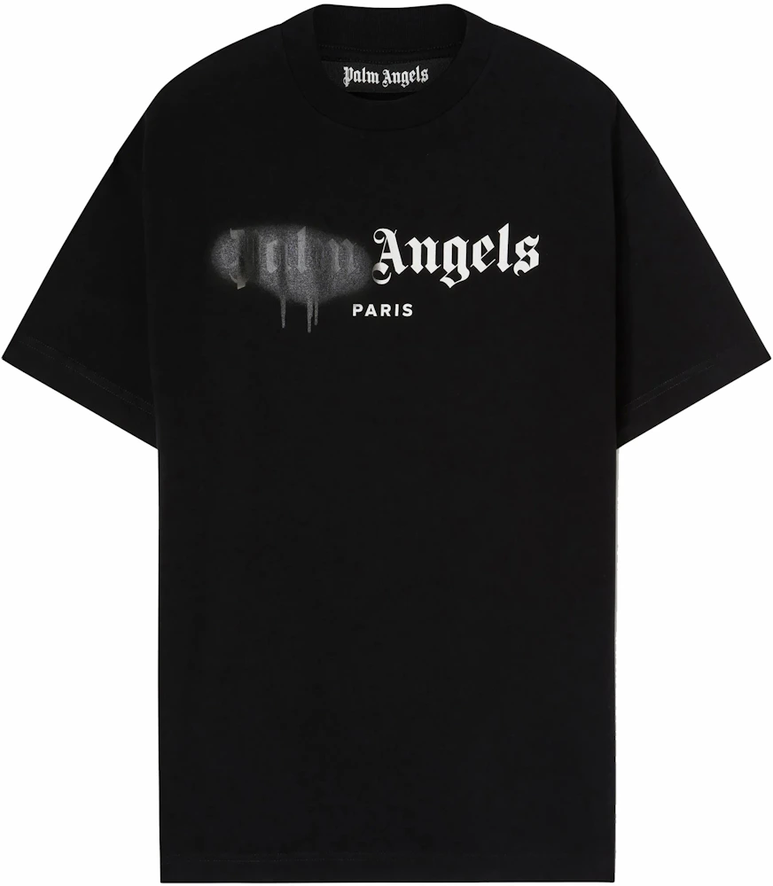 PALM ANGELS T-SHIRT PARIS SPRAYED LOGO Black