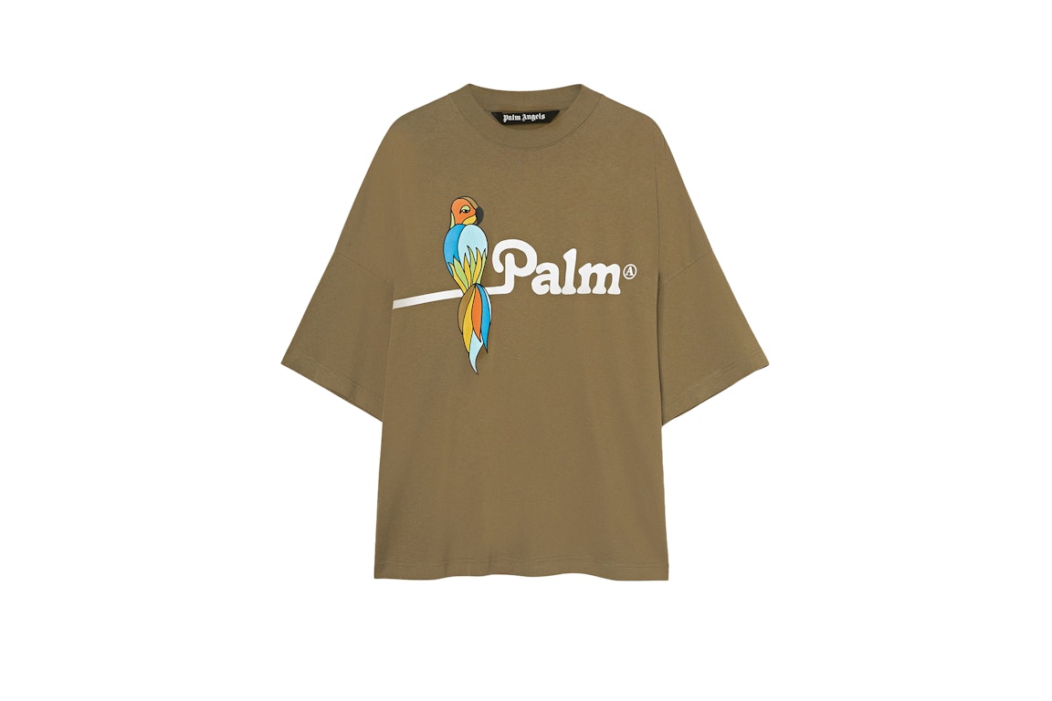 Pre-owned Palm Angels Parrot Logo Loose Fit T-shirt Military/white/multi