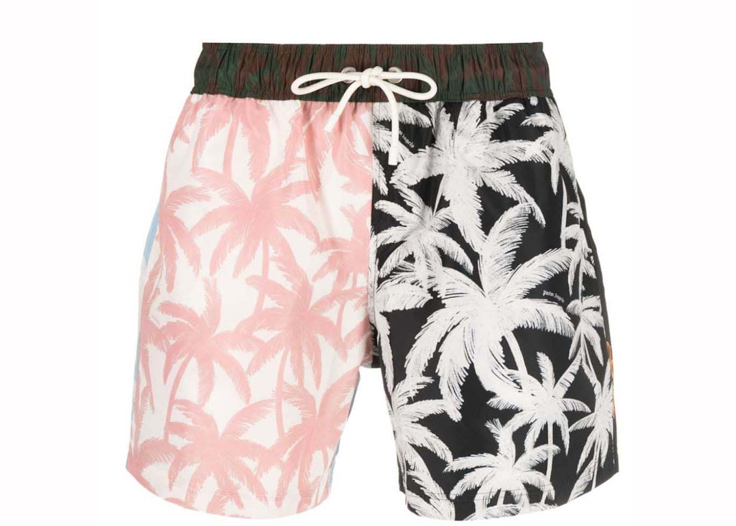 Pre-owned Palm Angels Patchwork Look Swim Shorts Multicolor