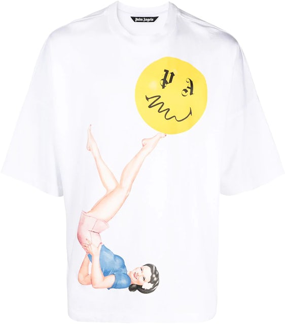 Palm Angels Pin Up Graphic Cotton T-Shirt White