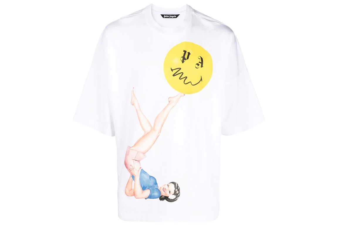 Pre-owned Palm Angels Pin Up Graphic Cotton T-shirt White