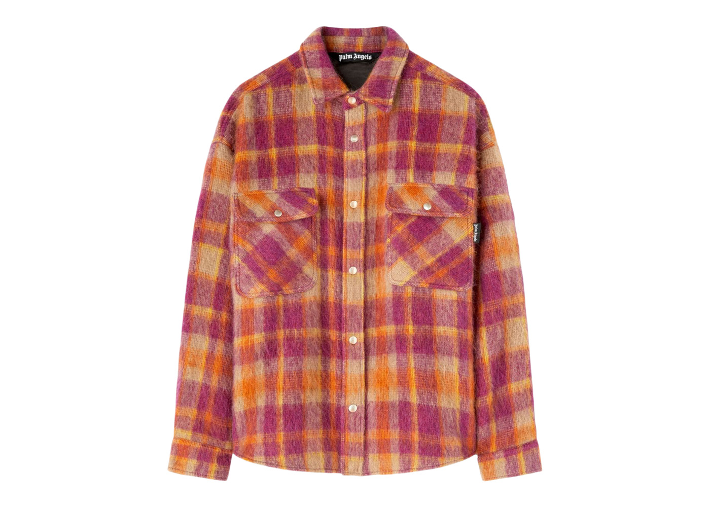 Palm Angels Plaid-Print Shirt Jacket Orange/Multicolour