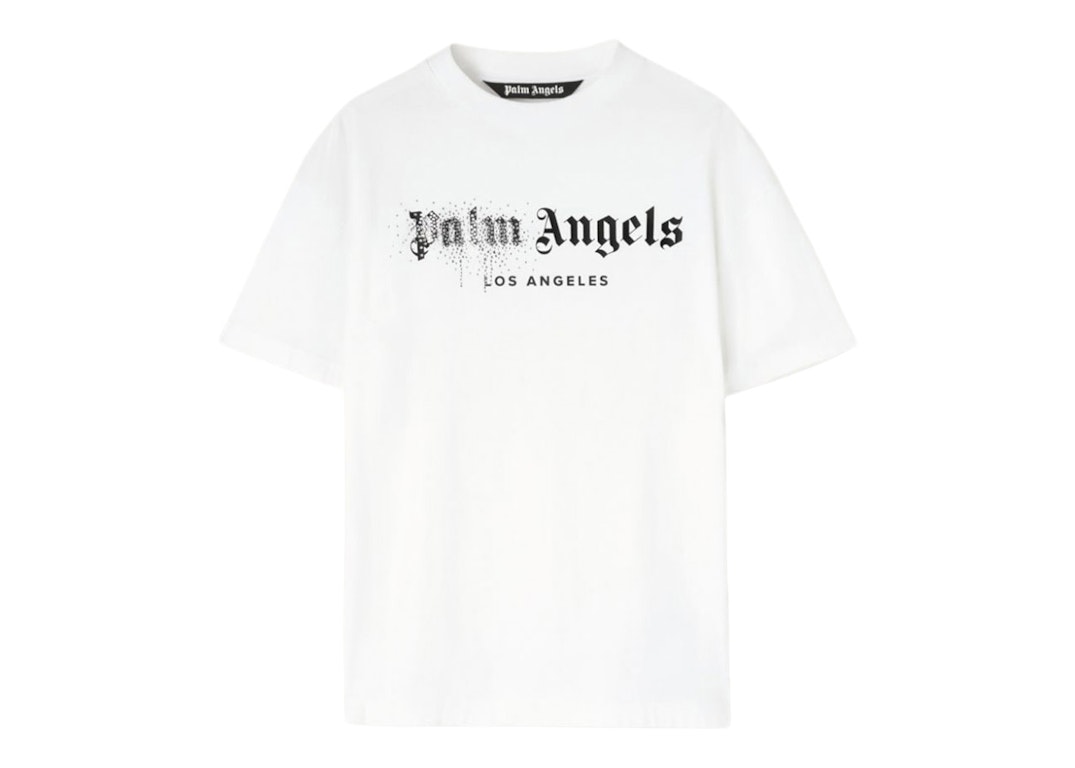 Pre-owned Palm Angels Rhinestone Sprayed Classic T-shirt White/black