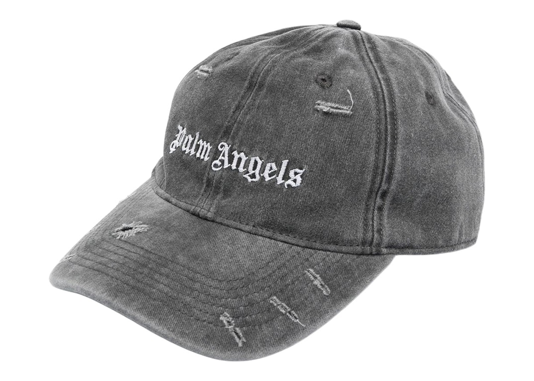 Pre-owned Palm Angels Ripped Logo Cap Grey/grey