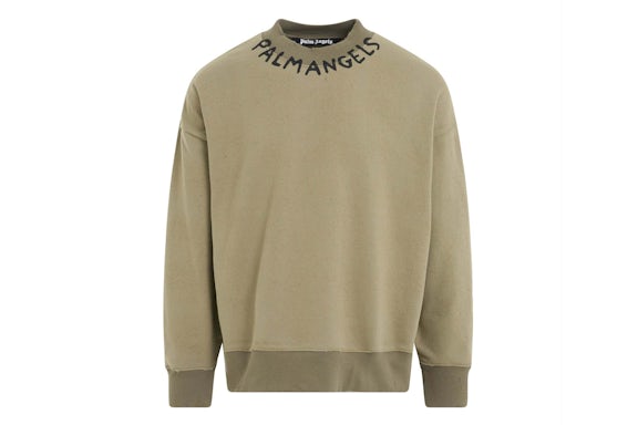 Palm Angels Sudadera Crew con Logo de Temporada Verde Militar/Negro