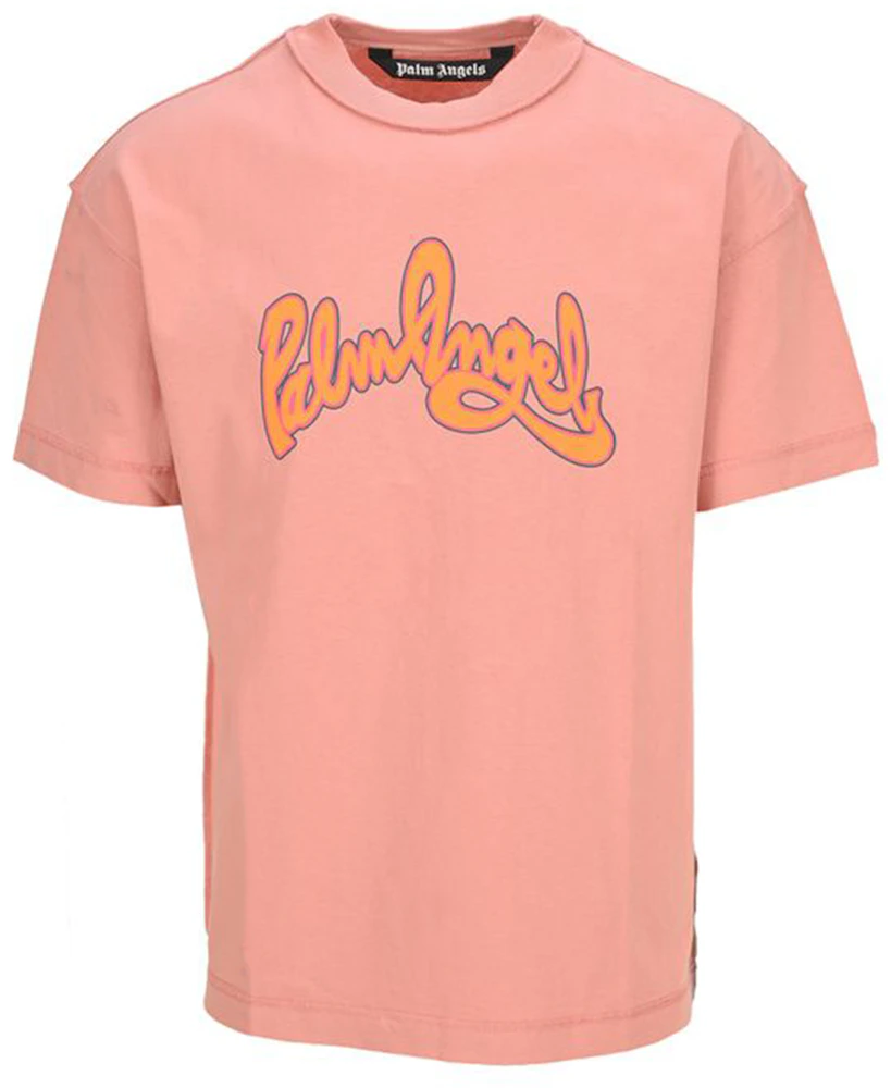 Palm Angels Seasonal Logo Inside Out Effect T-Shirt Pink Orange