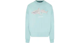 Palm Angels Shark Crewneck Sweater Light Blue/White