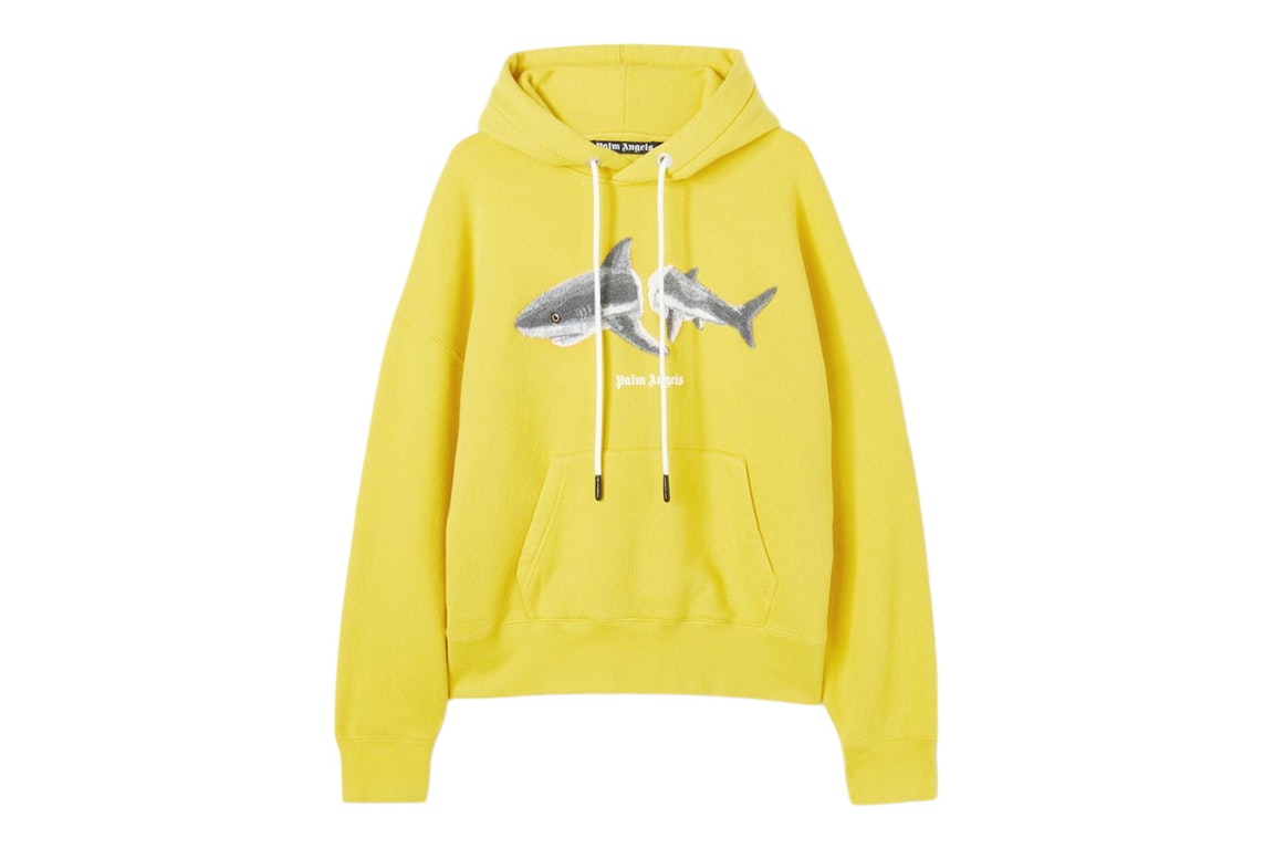 Pre-owned Palm Angels Shark Hoodie 1809 Yellow/grey