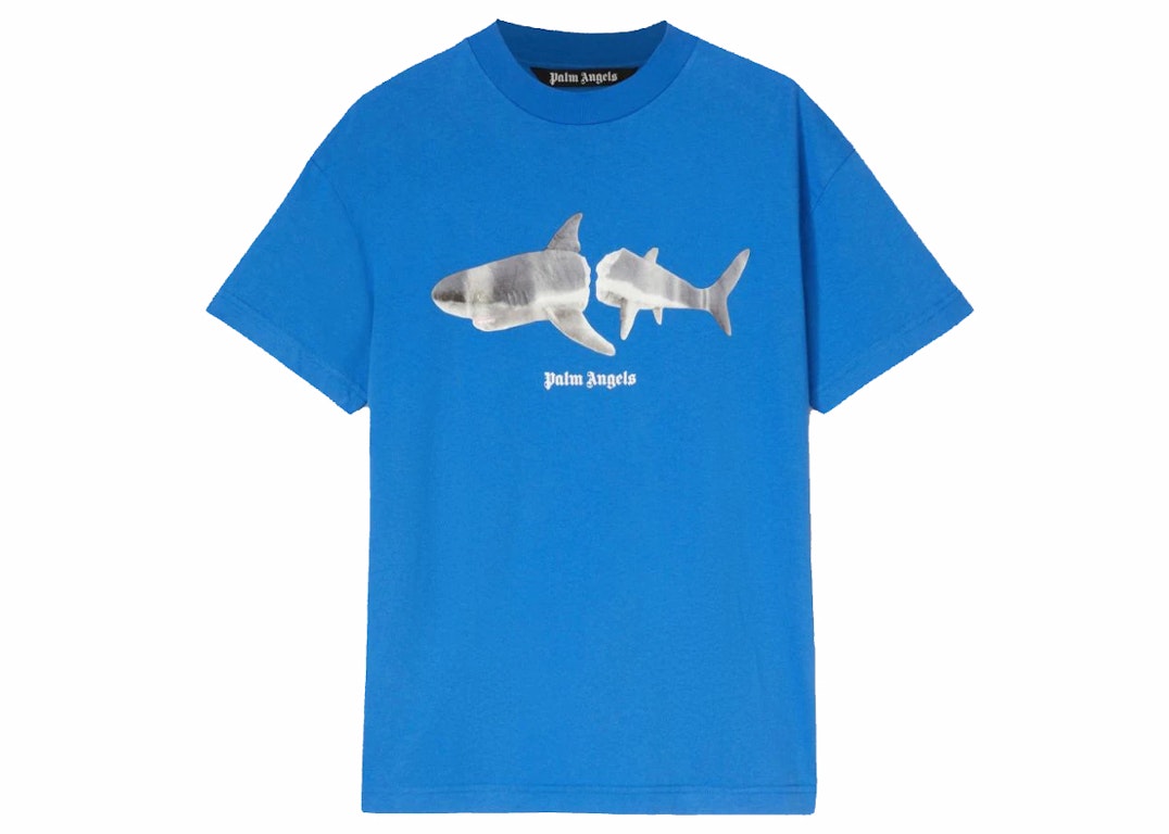 Pre-owned Palm Angels Shark T-shirt Blue/white