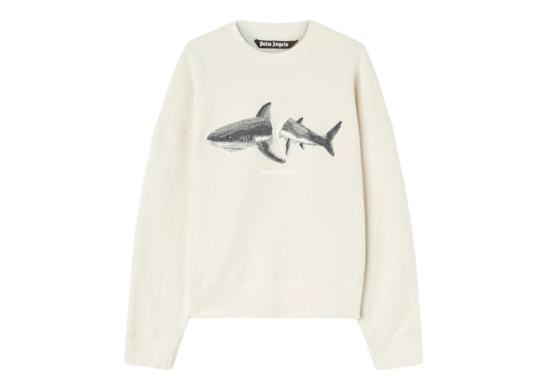 Pre-owned Palm Angels Shark Wool Knit Crewneck Butter/grey