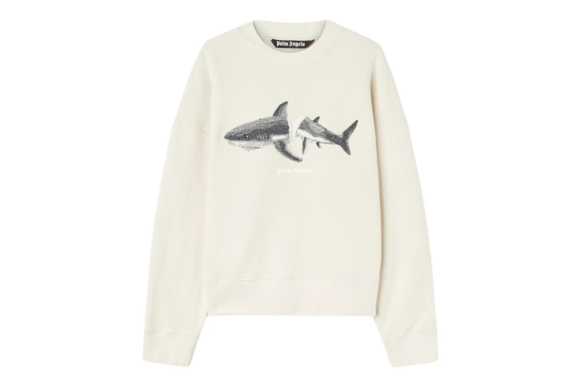 Pre-owned Palm Angels Shark Wool Knit Crewneck Butter/grey
