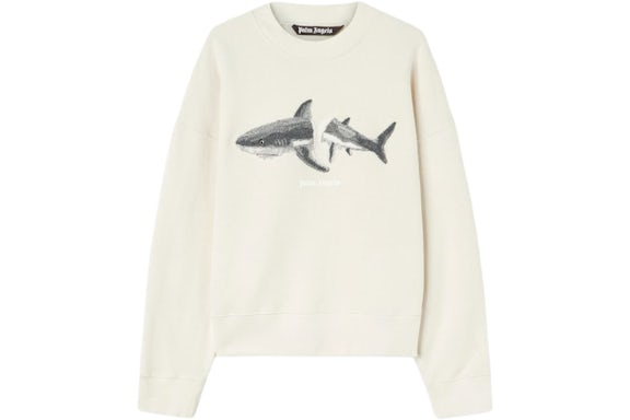 Palm Angels Shark Wool Strick Rundhalsausschnitt Butter/Grau