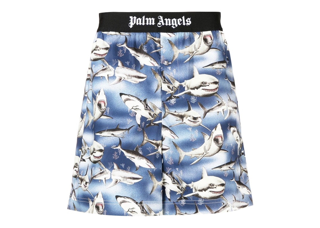 Pre-owned Palm Angels Sharks Easy Shorts Blue/black/multi