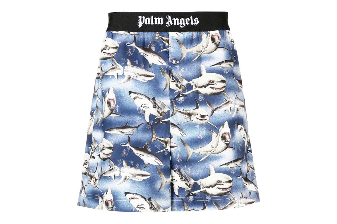 Pre-owned Palm Angels Sharks Easy Shorts Blue/black/multi