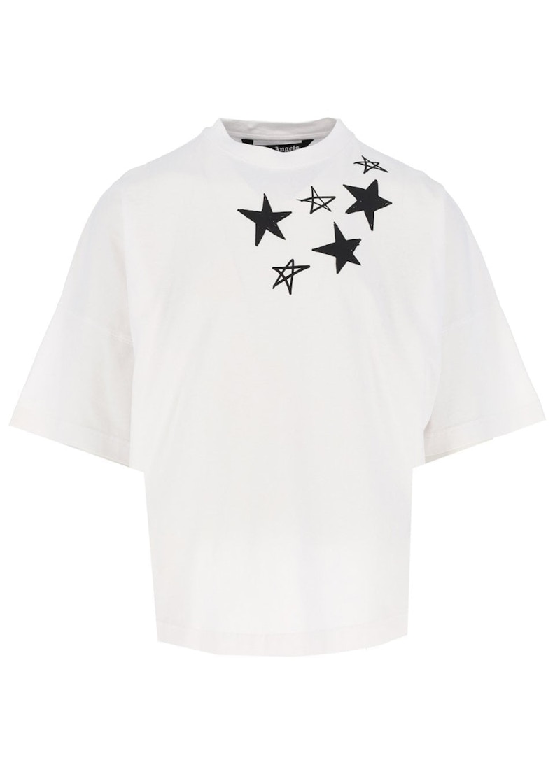 Palm Angels Shooting Stars Oversized T-Shirt White Black Men's