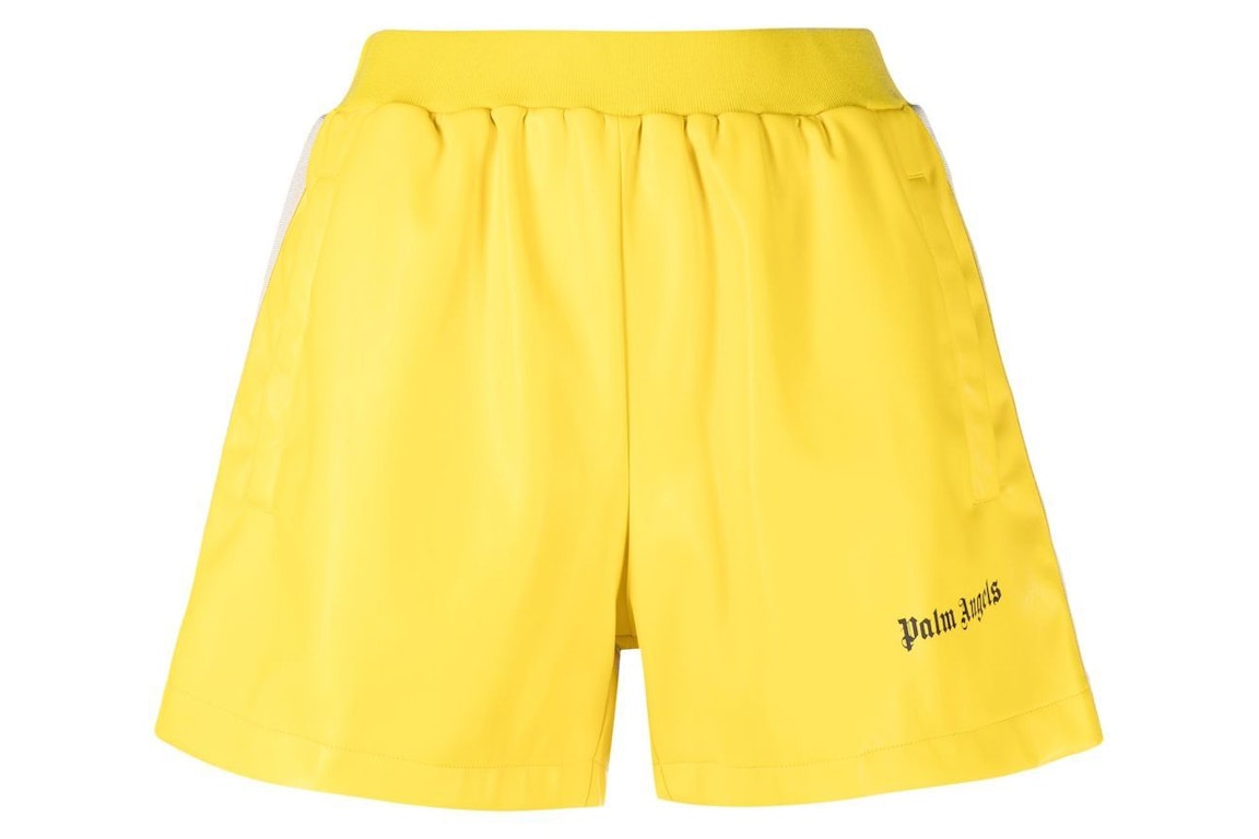 Pre-owned Palm Angels Side Stripe Logo Shorts Yellow