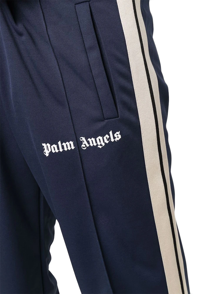 Palm Angels Side Stripe Straight Leg Track Pants Navy Blue Men's