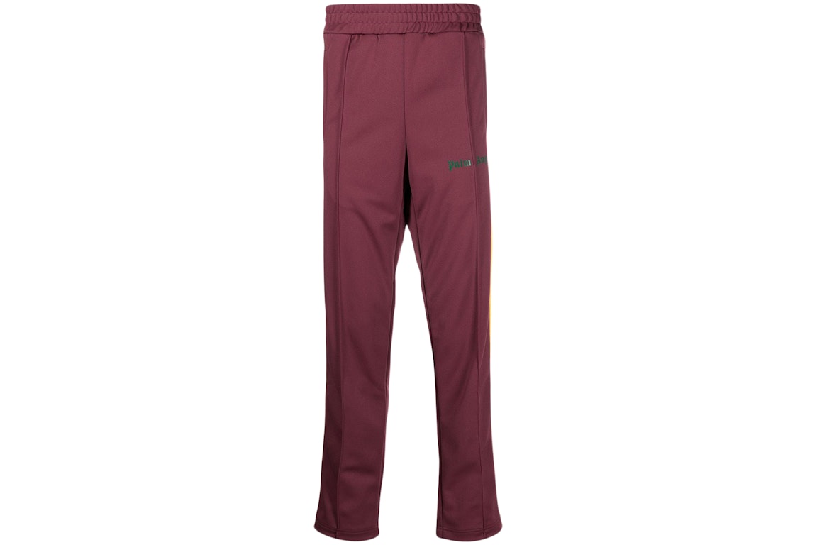 Pre-owned Palm Angels Side Stripe Track Pants Burgundy/yellow/green
