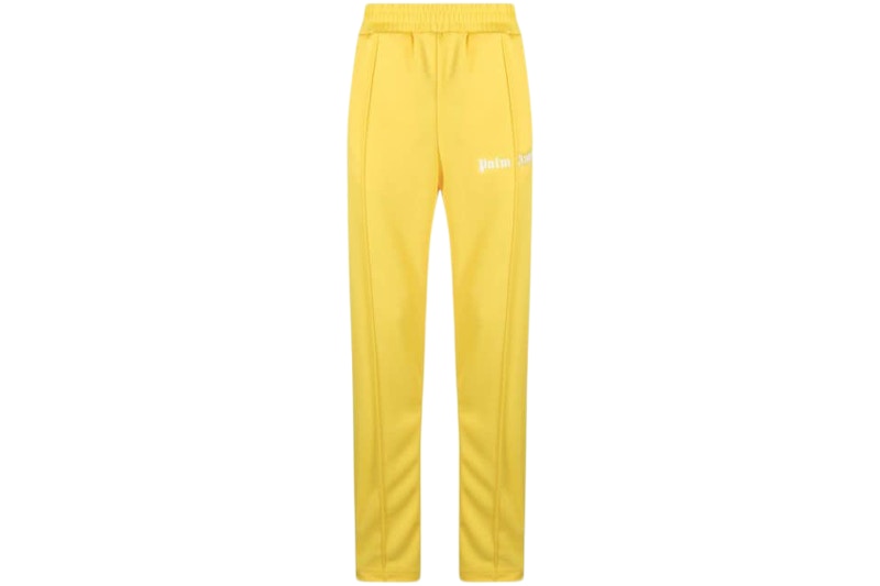 Yellow track pants with cheap white stripe