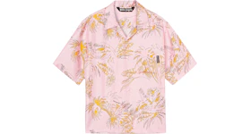 Palm Angels Silk Abstract Palms Bowling Shirt Pink/Gold