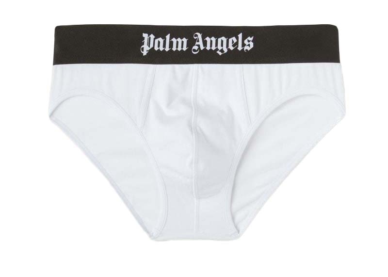 Pre-owned Palm Angels Men's Slip Briefs (pack Of 2) In White/black