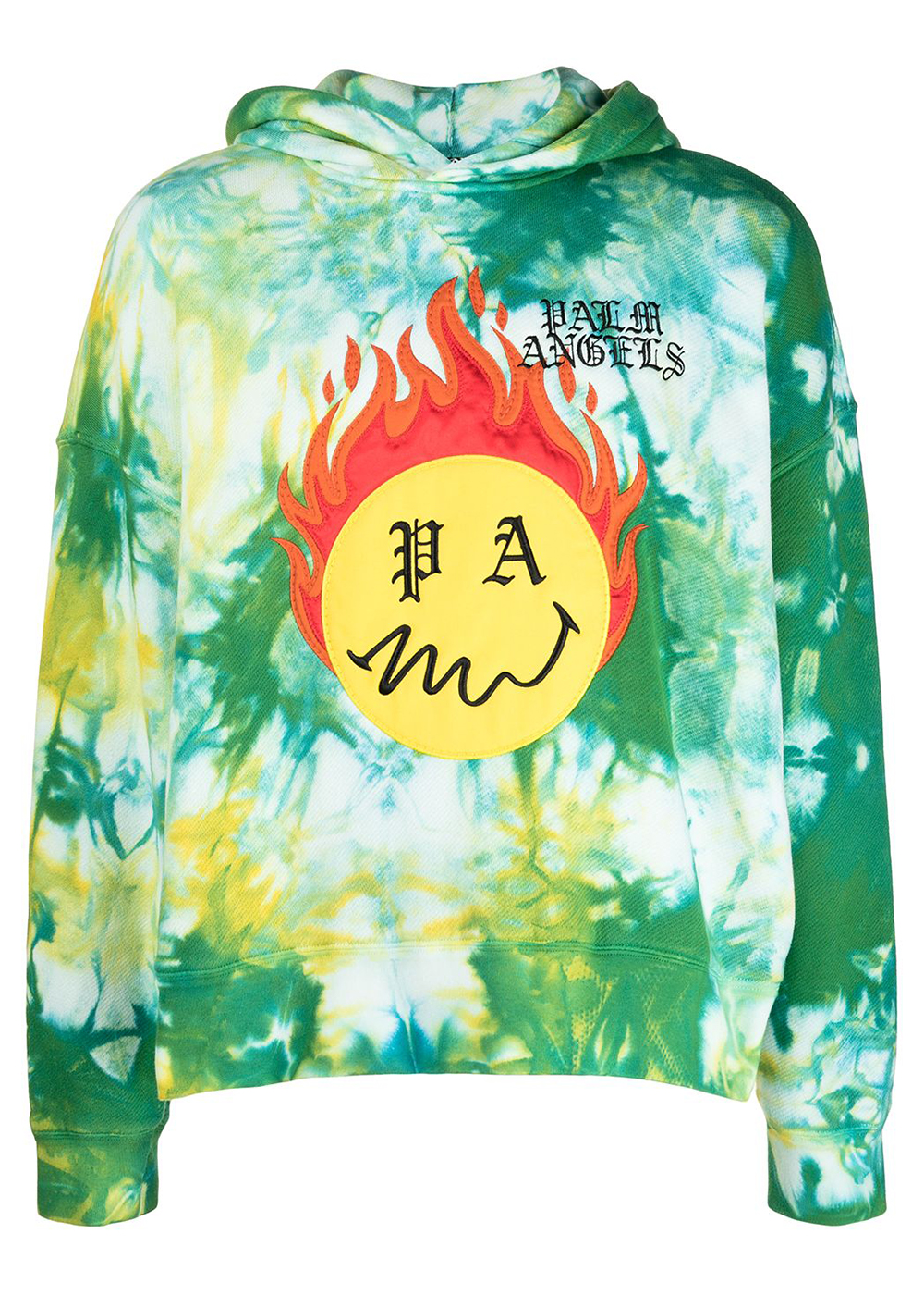 Palm Angels logo-embroidered jersey hoodie - Green