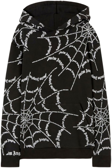 Madison realistisk bred Palm Angels Spider Web Hoodie Black/Off White - FW22 Men's - US