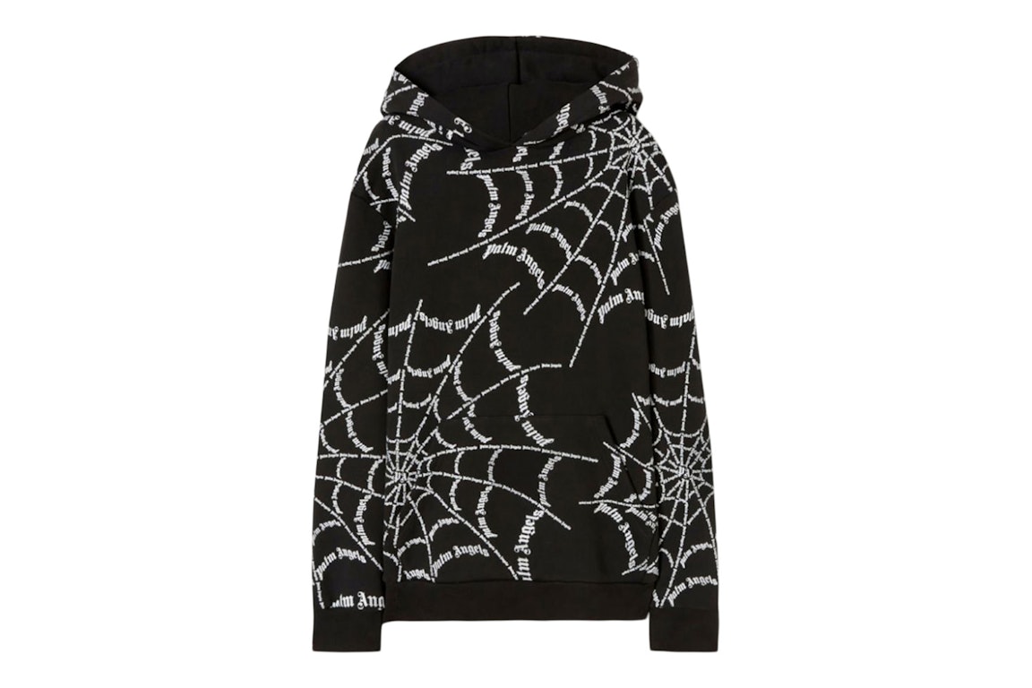 Pre-owned Palm Angels Spider Web Hoodie Black/off White