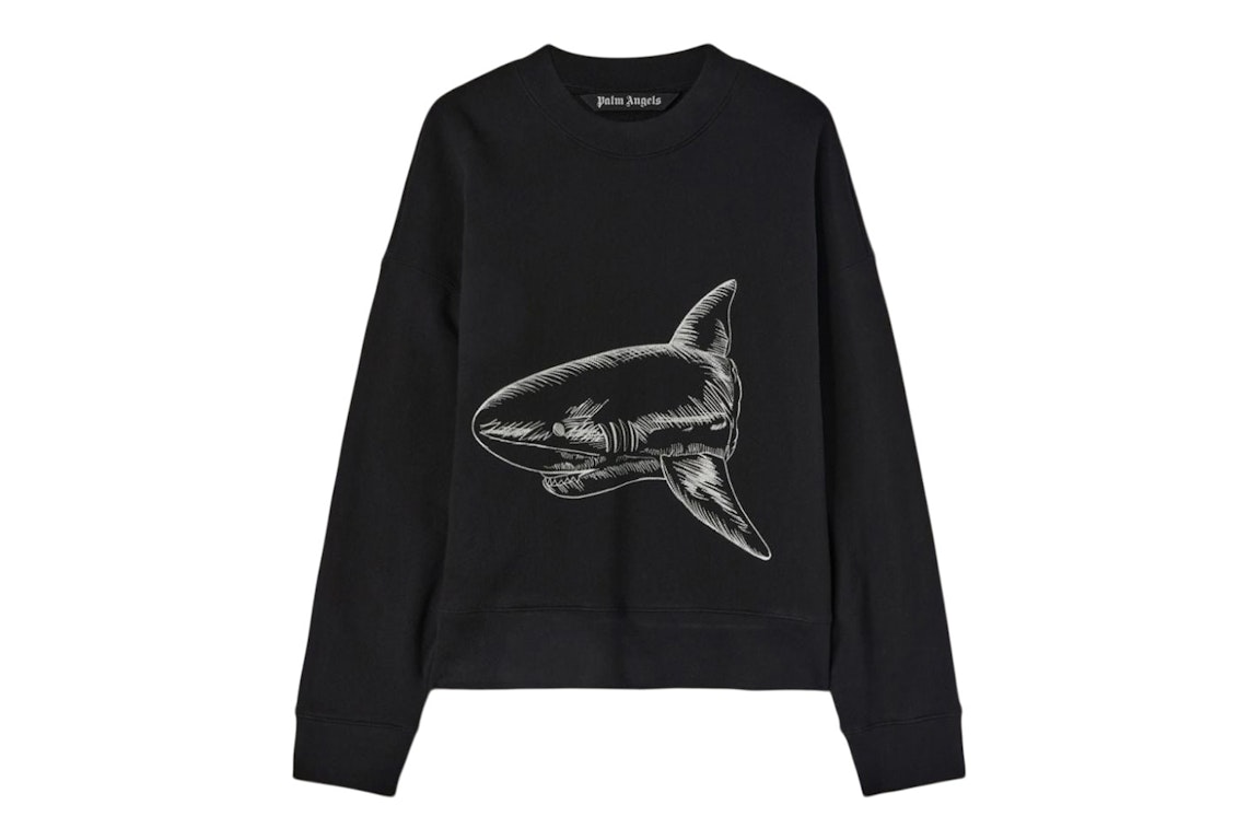 Pre-owned Palm Angels Split Shark Sweatshirt Black/off White