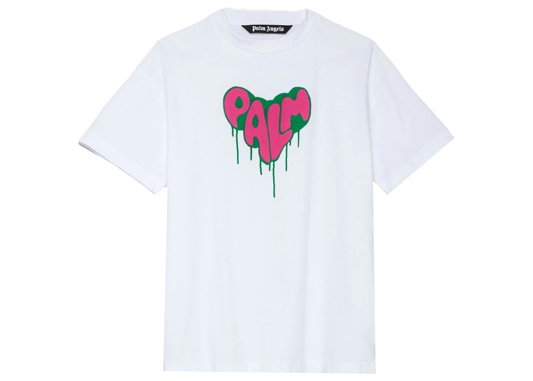 Pre-owned Palm Angels Spray Heart T-shirt White