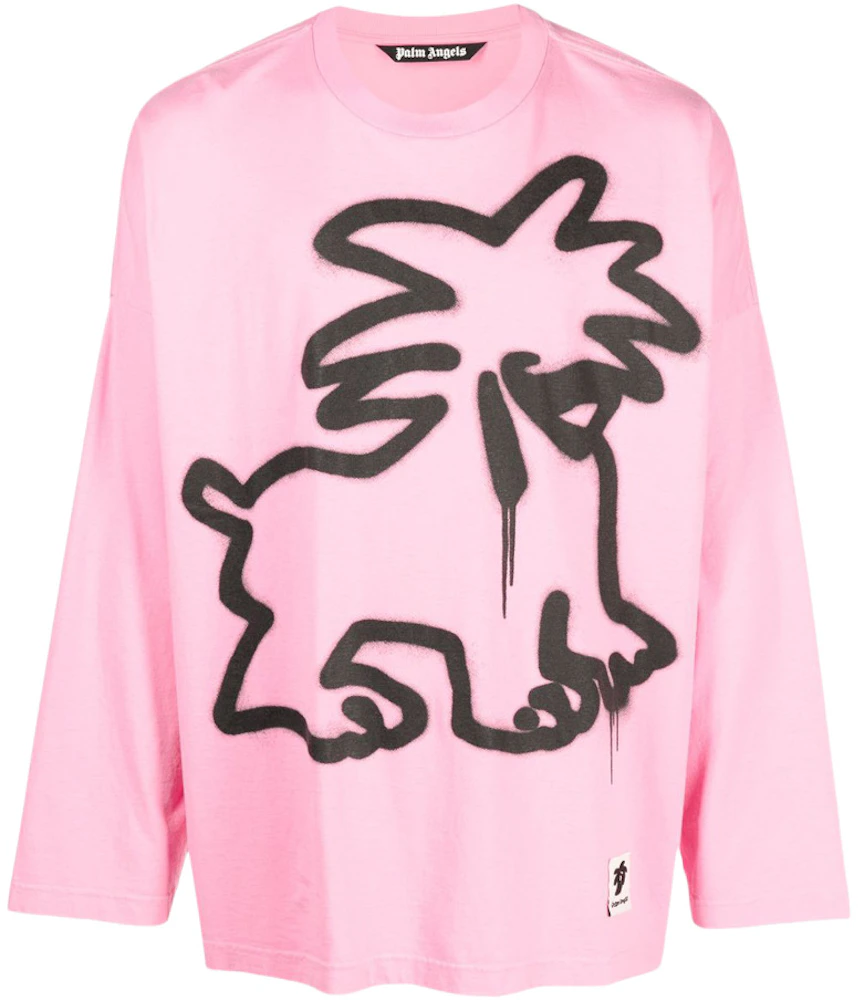 Palm Angels Spray Leon Long-Sleeve T-Shirt Bubblegum Pink/Black