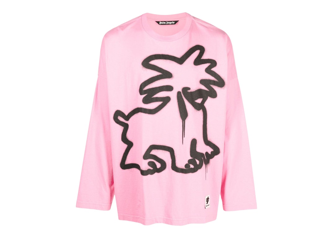 Pre-owned Palm Angels Spray Leon Long-sleeve T-shirt Bubblegum Pink/black
