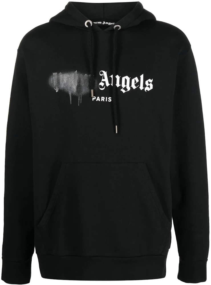 Palm Angels Paris Sprayed Logo Hoodie Black