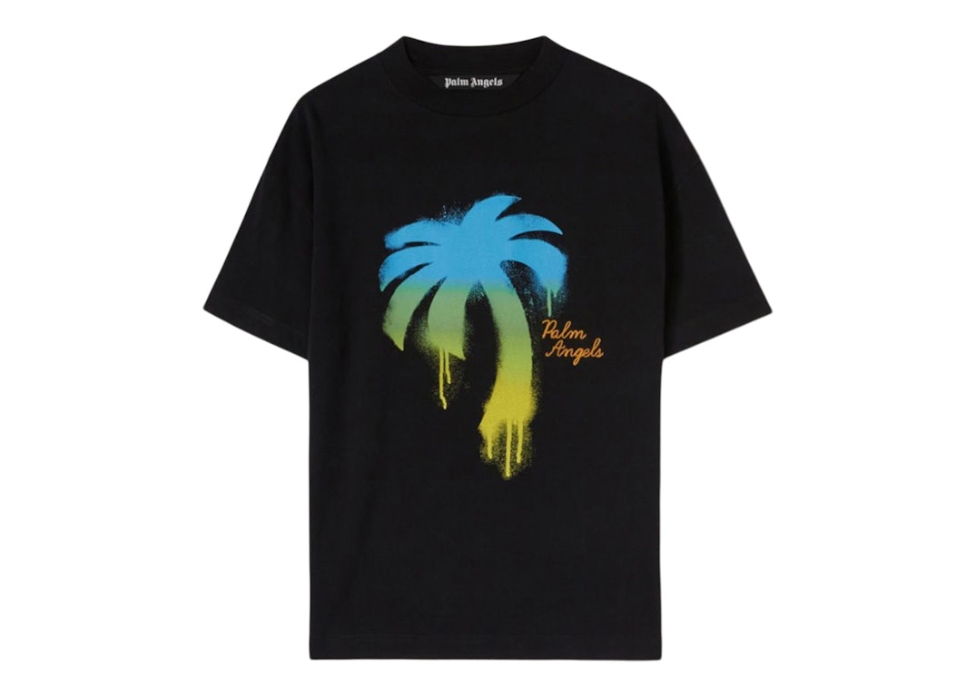 Pre-owned Palm Angels Sprayed Palm Classic T-shirt Black/green