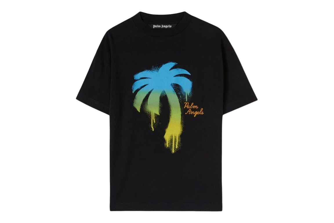 Pre-owned Palm Angels Sprayed Palm Classic T-shirt Black/green
