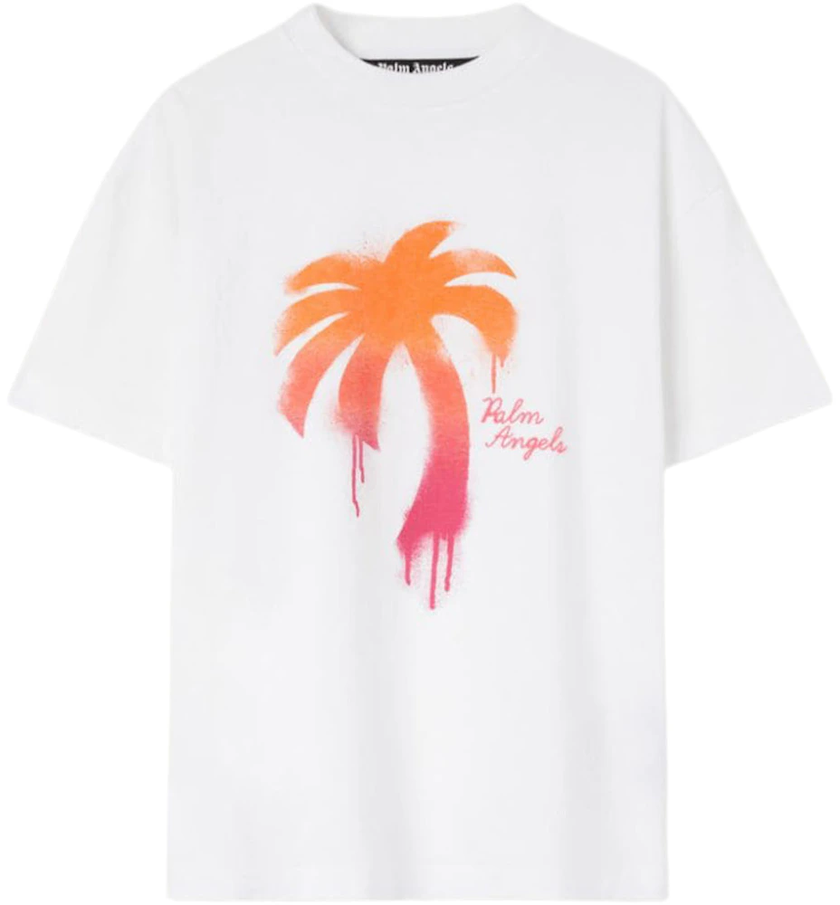 Palm Angels Sprayed Palm Classic T-Shirt White/Fuchsia Men's - FW22 - US