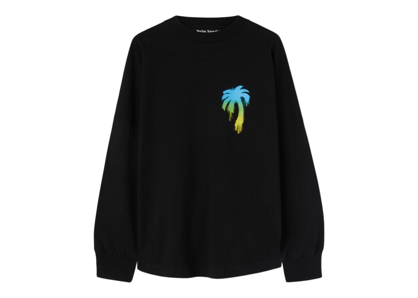 Palm Angels Sprayed Palm Logo Over Longsleeve T-shirt Black/Green 
