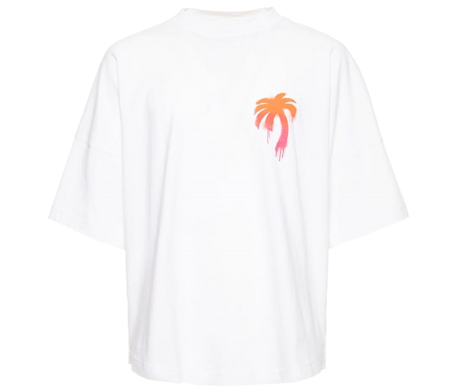 Pre-owned Palm Angels Sprayed Palm Logo T-shirt White