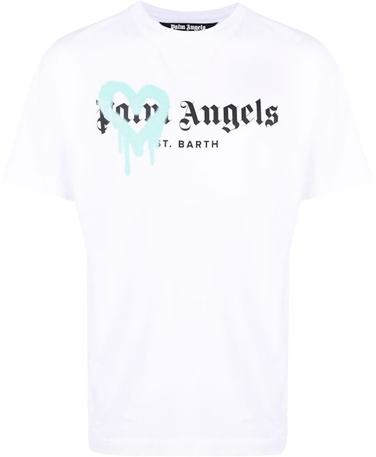 Palm Angels St Barth Heart Sprayed Logo T-Shirt White Men's - FW21 - US