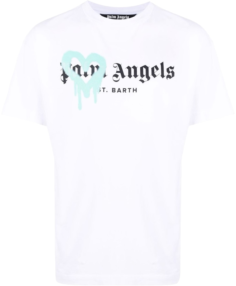 Palm Angels St Barth Heart Sprayed Logo T-Shirt White - FW21