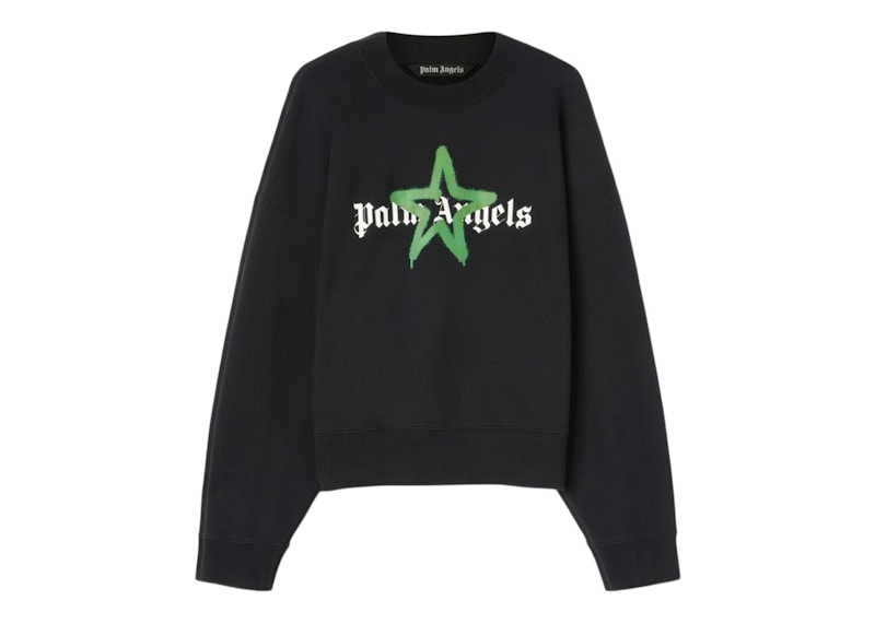 Palm Angels Star Sprayed Crewneck Black/Green Men's - SS23 - US