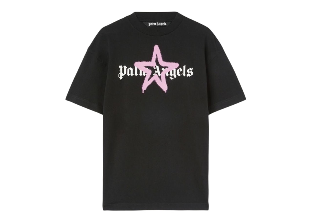 Pre-owned Palm Angels Star Sprayed T-shirt Black/pink