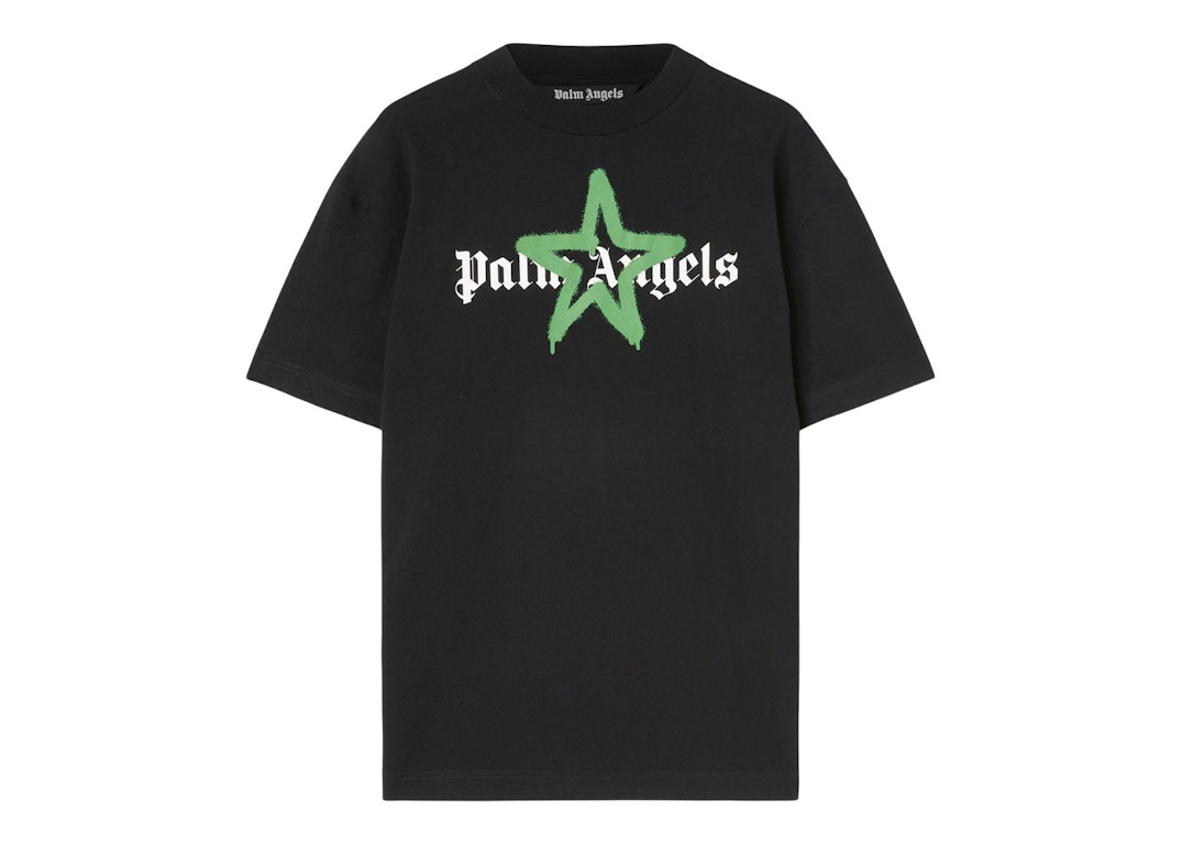 Pre-owned Palm Angels Star Sprayed T-shirt Black/green