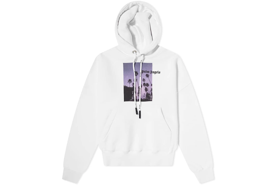 Palm Angels Stars and Palms Popover Hoodie White/Black/Purple Sunset